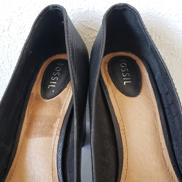 FOSSIL MADDOX Leather Buckle PUMPS Block Heels - Picture 3 of 13